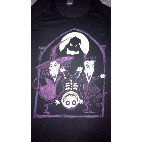 Nightmare Before Christmas Sweatshirt Womens Sz 4X Plus Distressed Open Shoulder - Picture 5 of 16